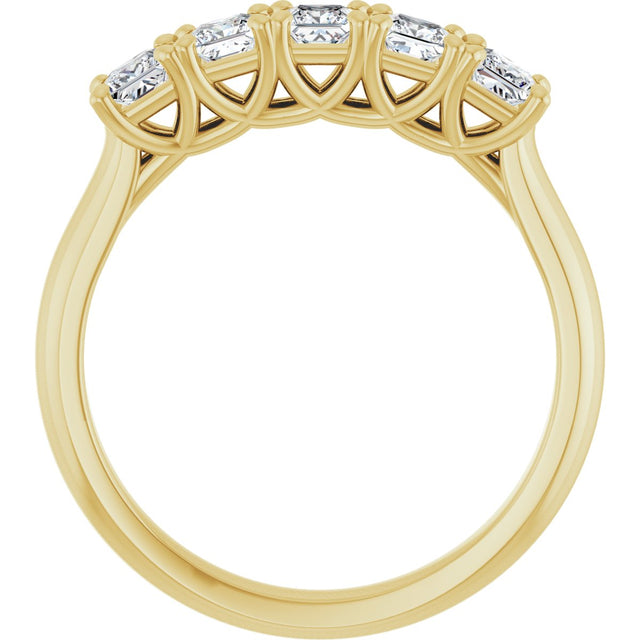 10K Gold Square Natural Diamond Five-Stone Anniversary Band – 1/2–1 1/2 CTW - Yellow Gold - view 2