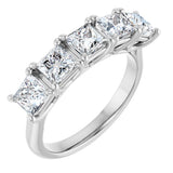 10K Gold Square Natural Diamond Five-Stone Anniversary Band – 1 9/10–5 1/5 CTW - White Gold
