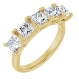 14K Gold Square Natural Diamond Five-Stone Anniversary Band – 1 9/10–5 1/5 CTW - Yellow Gold