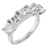 10K Gold Square Natural Diamond Five-Stone Anniversary Band – 1 9/10–5 1/5 CTW - White Gold