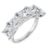 10K Gold Square Lab-Grown Diamond Five-Stone Anniversary Band – 2–7 CTW - White Gold