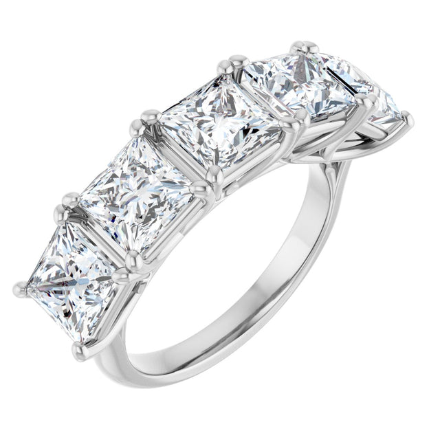 14K Gold Square Lab-Grown Diamond Five-Stone Anniversary Band – 1 9/10–7 CTW - White Gold