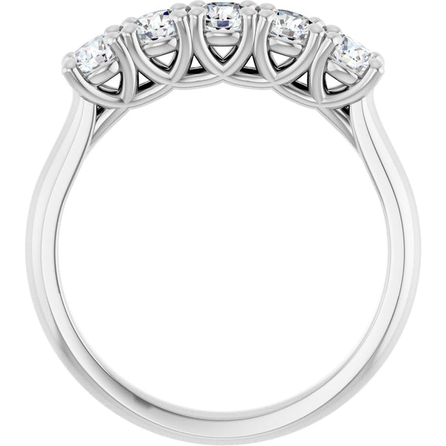 10K Gold Round Lab-Grown Diamond Five-Stone Anniversary Band – 1/6–3/4 CTW - White Gold - view 2