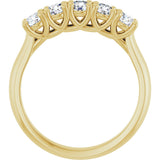 10K Gold Round Natural Diamond Five-Stone Anniversary Band – 1/3–3/4 CTW - Yellow Gold - view 2