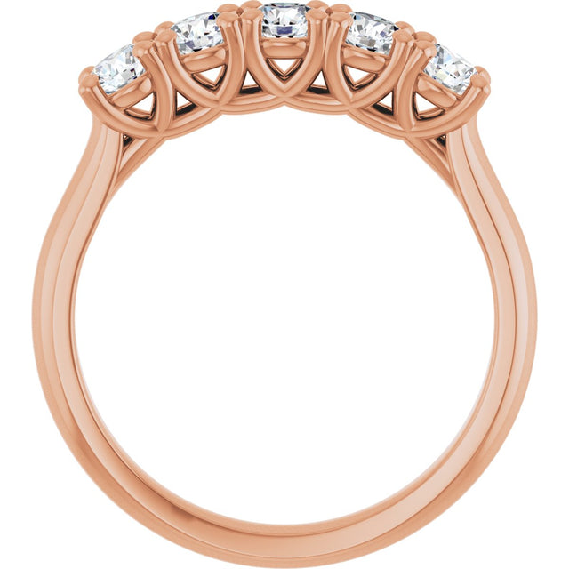 10K Gold Round Lab-Grown Diamond Five-Stone Anniversary Band – 1/6–3/4 CTW - Rose Gold - view 2