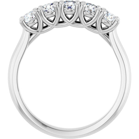 Platinum Round Natural Diamond Five-Stone Anniversary Band – 3.4 mm Stones - view 2