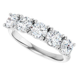 10K Gold Round Natural Diamond Five-Stone Anniversary Band – 1–2 5/8 CTW - White Gold - view 5