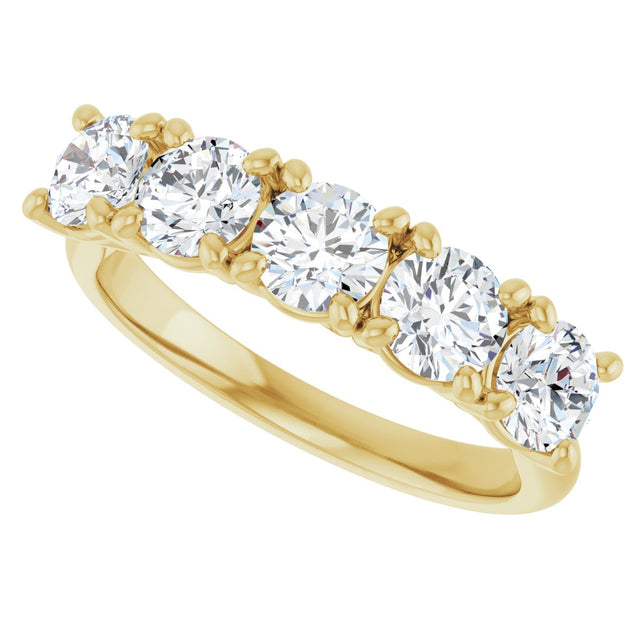 10K Gold Round Natural Diamond Five-Stone Anniversary Band – 1–2 5/8 CTW - Yellow Gold - view 5