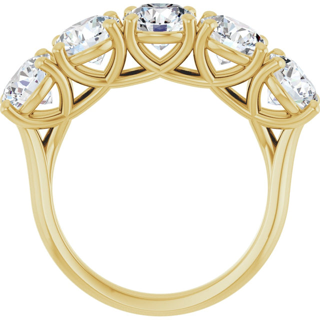 10K Gold Round Lab-Grown Diamond Five-Stone Anniversary Band – 2 5/8–4 CTW - Yellow Gold - view 2
