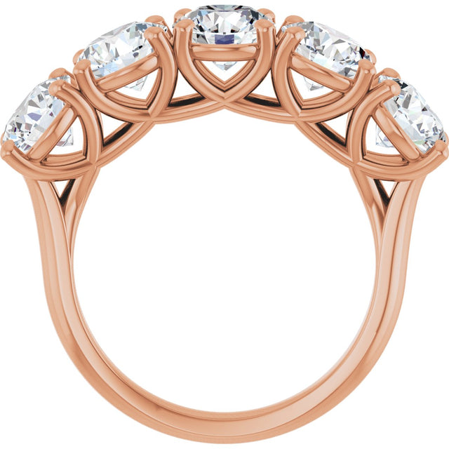 10K Gold Round Natural Diamond Five-Stone Anniversary Band – 3 1/6–4 1/4 CTW - Rose Gold - view 2