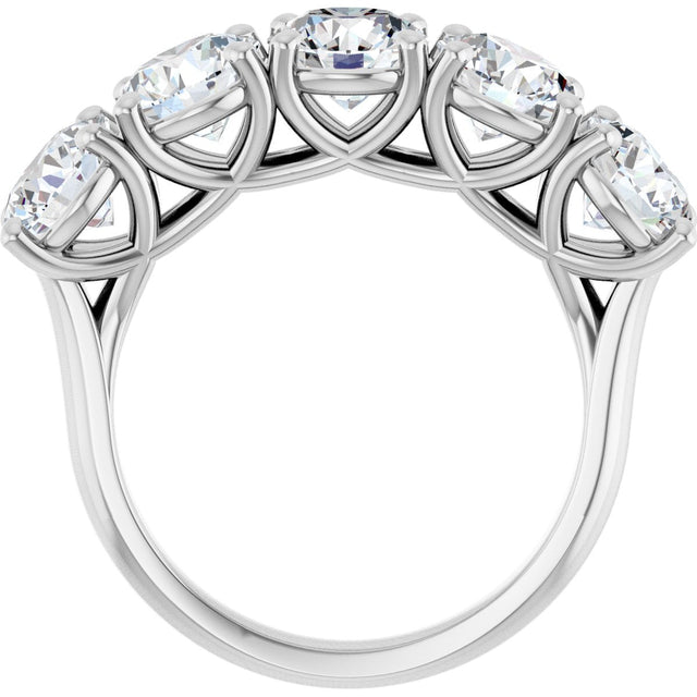 Platinum Round Lab-Grown Diamond Five-Stone Anniversary Band – 1/3–4 CTW - view 2