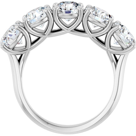 Platinum Round Natural Diamond Five-Stone Anniversary Band – 6 mm Stones - view 2