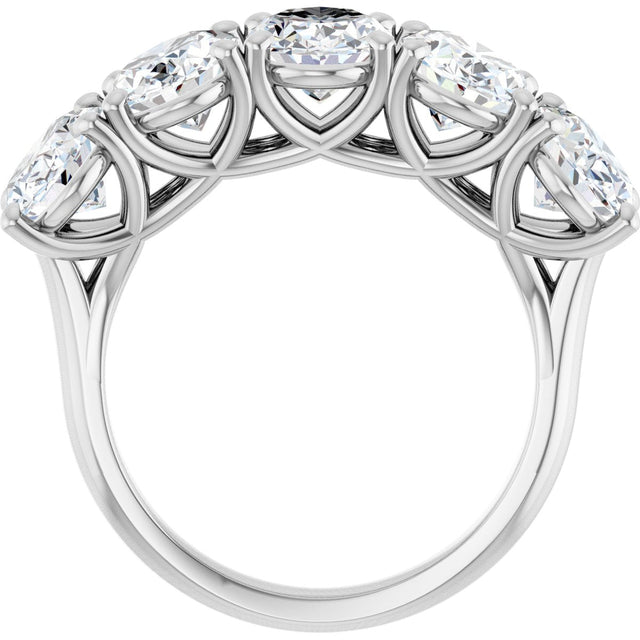 10K Gold Oval Natural Diamond Five-Stone Anniversary Band – 1 3/8–5 CTW - White Gold - view 2