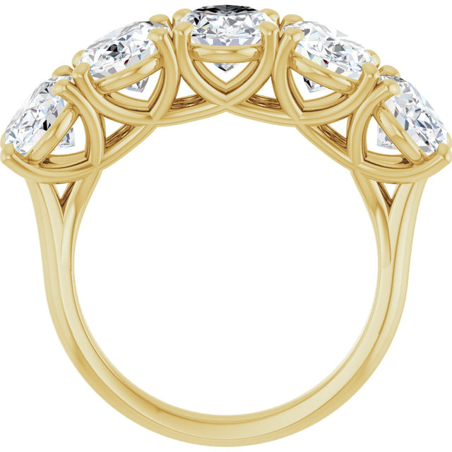 10K Gold Oval Natural Diamond Five-Stone Anniversary Band – 1 3/8–5 CTW - Yellow Gold - view 2