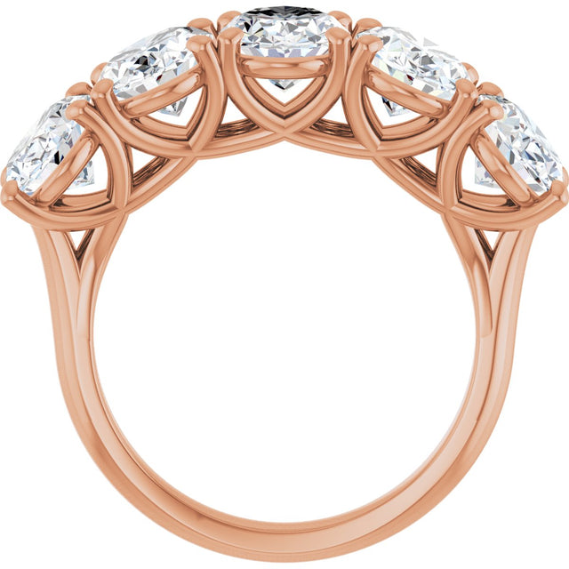 10K Gold Oval Lab-Grown Diamond Five-Stone Anniversary Band – 1–5 CTW - Rose Gold - view 2