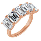 10K Gold Emerald Lab-Grown Diamond Five-Stone Anniversary Band – 1 5/8–5 CTW - Rose Gold