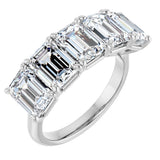 14K Gold Emerald Lab-Grown Diamond Five-Stone Anniversary Band – 1 1/2–5 CTW - White Gold