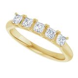 10K Gold Square Natural Diamond Five-Stone Anniversary Band – 1/2–1 1/2 CTW - Yellow Gold - view 5