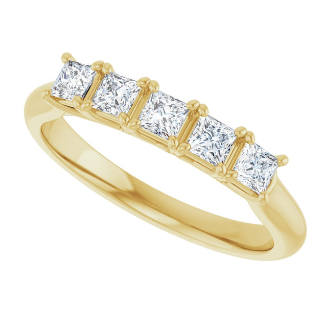 10K Gold Square Natural Diamond Five-Stone Anniversary Band – 1/2–1 1/2 CTW - Yellow Gold - view 5