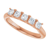 10K Gold Square Natural Diamond Five-Stone Anniversary Band – 1/2–1 1/2 CTW - Rose Gold - view 5