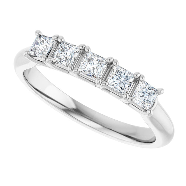 Platinum Square Lab-Grown Diamond Five-Stone Anniversary Band – 1/2–7 CTW - view 5