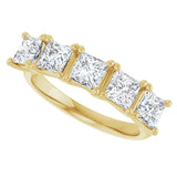 10K Gold Square Natural Diamond Five-Stone Anniversary Band – 1 9/10–5 1/5 CTW - Yellow Gold - view 5