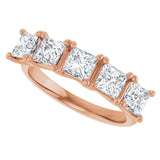 10K Gold Square Natural Diamond Five-Stone Anniversary Band – 1 9/10–5 1/5 CTW - Rose Gold - view 5