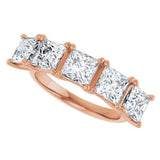10K Gold Square Lab-Grown Diamond Five-Stone Anniversary Band – 2–7 CTW - Rose Gold - view 5
