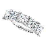 10K Gold Square Natural Diamond Five-Stone Anniversary Band – 1 9/10–5 1/5 CTW - White Gold - view 5