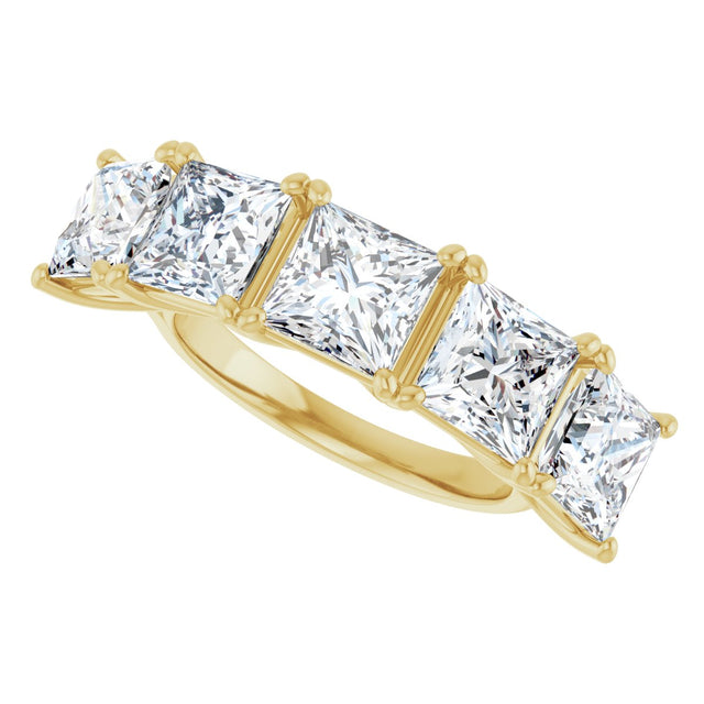 10K Gold Square Lab-Grown Diamond Five-Stone Anniversary Band – 2–7 CTW - Yellow Gold - view 5