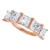 10K Gold Square Lab-Grown Diamond Five-Stone Anniversary Band – 2–7 CTW - Rose Gold - view 5