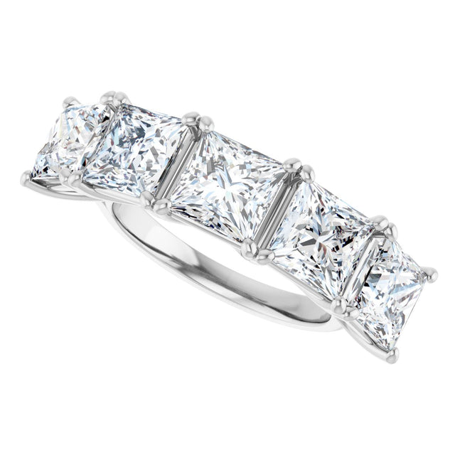 Platinum Square Natural Diamond Five-Stone Anniversary Band – 1/3–5 1/5 CTW - view 5