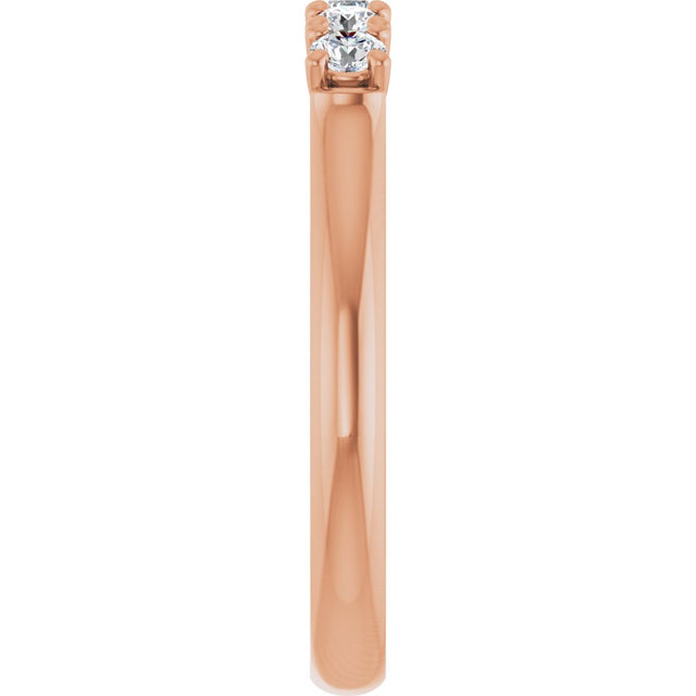 10K Gold Round Lab-Grown Diamond Five-Stone Anniversary Band – 1/6–3/4 CTW - Rose Gold - view 4