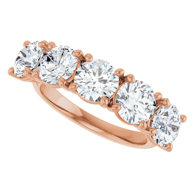 10K Gold Round Lab-Grown Diamond Five-Stone Anniversary Band – 2 5/8–4 CTW - Rose Gold - view 5