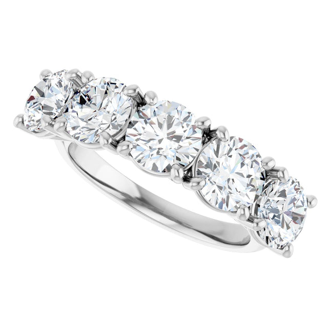 Platinum Round Lab-Grown Diamond Five-Stone Anniversary Band – 1/3–4 CTW - view 5