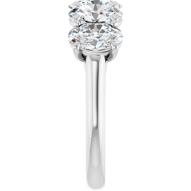 10K Gold Oval Natural Diamond Five-Stone Anniversary Band – 1 3/8–5 CTW - White Gold - view 4