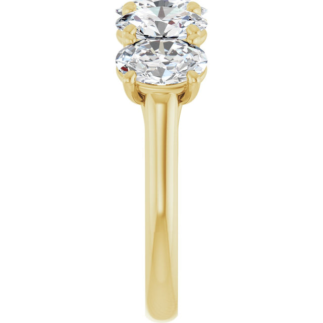 10K Gold Oval Natural Diamond Five-Stone Anniversary Band – 1 3/8–5 CTW - Yellow Gold - view 4