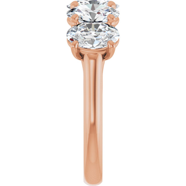 10K Gold Oval Natural Diamond Five-Stone Anniversary Band – 1 3/8–5 CTW - Rose Gold - view 4