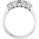 10K Gold Emerald Lab-Grown Diamond Five-Stone Anniversary Band – 1 5/8–5 CTW - White Gold - view 2