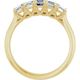 10K Gold Emerald Natural Diamond Five-Stone Anniversary Band – 1 3/4–5 CTW - Yellow Gold - view 2