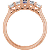 10K Gold Emerald Lab-Grown Diamond Five-Stone Anniversary Band – 1 5/8–5 CTW - Rose Gold - view 2