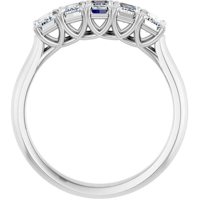 Platinum Emerald Natural Diamond Five-Stone Anniversary Band – 1 7/8–5 CTW - view 2