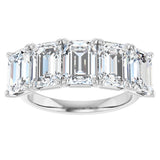 10K Gold Emerald Lab-Grown Diamond Five-Stone Anniversary Band – 1 5/8–5 CTW - White Gold - view 3