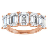 10K Gold Emerald Natural Diamond Five-Stone Anniversary Band – 1 3/4–5 CTW - Rose Gold - view 3
