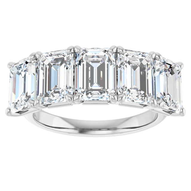 Platinum Emerald Natural Diamond Five-Stone Anniversary Band – 1 7/8–5 CTW - view 3