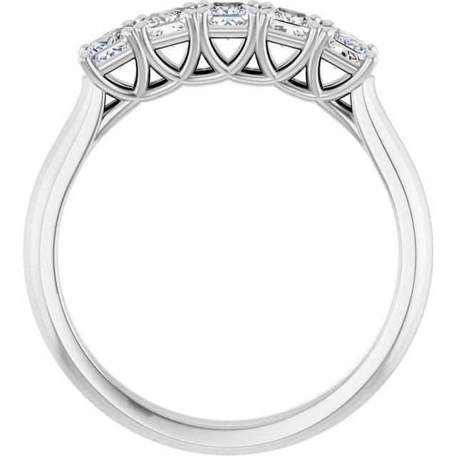 Platinum Square Lab-Grown Diamond Five-Stone Anniversary Band – 1/2–7 CTW - view 2