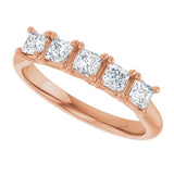 10K Gold Square Lab-Grown Diamond Five-Stone Anniversary Band – 1/2–1 9/10 CTW - Rose Gold - view 5