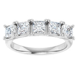 10K Gold Square Natural Diamond Five-Stone Anniversary Band – 1/2–1 1/2 CTW - White Gold - view 3