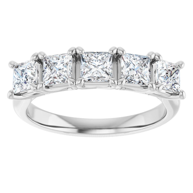 10K Gold Square Lab-Grown Diamond Five-Stone Anniversary Band – 1/2–1 9/10 CTW - White Gold - view 3