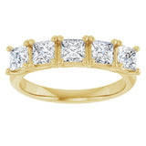 10K Gold Square Lab-Grown Diamond Five-Stone Anniversary Band – 1/2–1 9/10 CTW - Yellow Gold - view 3